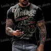 T-shirty męskie 2022 Summer Vintage Mens T Shirt 3D Retro Motorcycle Oversizesed Tshirts dla mężczyzn Ubrania Biker T-shirts Motor TS TOPS T240419