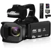 4K Video Camera Camcorder 64MP 60fps 18x Digital Zoom Auto Focus Vlogging Camera för YouTube HD Videokamera med 4500mAh Battery SD Card Stabilizer Mic Remote