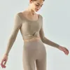 Chemises actives Emily Us en forme de U Suit de yoga à manches longues sans dos en U