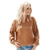 Panks de femmes Automne / hiver Nouveau cou rond Pullover en tricots pour femmes Fleur torsadée à manches longues Pull en vrac plus taille T-shirt