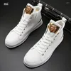 Casual Shoes White High-top Tide Men's Boots Personality Warm Small Everything Up Board A6