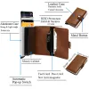 Wallets Tangmo Man Wallet Nieuwe Hasp PU Leather Casual Card Holder Protector Smart Wallet Metal RFID Aluminium Box Slim Men Women Card Case