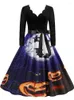 Casual jurken dames Halloween -jurk lange mouw elegant vintage festival prinses feest kostuum 50s 60s robe