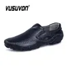 Casual schoenen Ademend echte lederen mannen Summer Slip op Loafers Zwarte Flats Driving Moccasins Maat 38-46