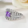 Anelli a grappolo 2024 S925 Silver Fashion Mancute Style 5 mm 5mm Purple Diamond Anello per bellezza europea