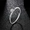 Solitaire Ring 18K White Gold Plated Ring for Women 0.2ct Test Past D Moissanite Diamond Solitaire Ring Wedding Band Engagement Bridal D240419