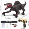 Laser Tracking RC Dinosaur Toys for Kids Remote Control Robot Verisimilitude Sound Spray Boys Girls Childrens Cadeaux 240417