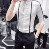 남자의 드레스 셔츠 셔츠 긴 슬리브 비즈니스 남성 흰색 흰색 정기 with collar slim fit summer cotton fashion man 2024 in xxl tops i