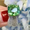 Ringos de cluster Luxury 12mm Emerald Diamond Ring Real 925 Sterling Silver Engagement Weanding Bandy for Women Bridal Promise Jewelry