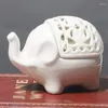 Candle Holders 2Pcs Tealight Holder Elephant Hollow Ceramic Light For Dining Table And Home Decor