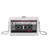 Emmers zwart witte cassette tape klep crossbody tassen voor vrouwen mini modeketens kleine zak portemonnees pu lederen radiobox handtassen