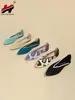 Casual Shoes 2024 Flat Women Pointed Toe Single Woven Spring And Summer Comfortable Sole Simple Stitching Color