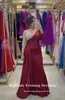 Partykleider achtale Abendkleid Satin O-Neck Perlen mit Strasssteinen Burgund Arabisch Prom Kleid Hochzeit Vestidos de Noch