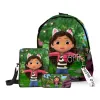 Tassen 3 stks/set anime cartoon Gabby's Dollhouse Backpack Boys Girls Primary School Students Laptop Bag Crossbody Bag Pen Case