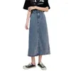 Jupes printemps taies élétiques denim femme vintage lavage jupe femme élégante jean décontracté pour femmes vêtements adolescents A447