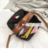 Draw String Damen -Ledermuster Crossbody Bag 2024 Mode kleine, feste Farben Schulterhandtaschen -Geldbörsen und Handtaschen