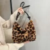 Taschen Frauen für Kunstpelz Leopardenmuster Designer Handtasche weiche Plüsch -Taschen Handtaschen und Geldbeutel Tasche Damen Frauen Umhängetasche Clutch Clutch