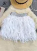 Jupes Singreiny Senior Birthday Party Jupe de haute qualité Taille élastique Mini Fairy Style Sweet Feather Splicing Ball Robe