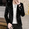 Hoo Men's Four Seasons en forme de cœur Jacquard Blazer Gold Velvet Casual Slim Handsome Blazer Veste 2024