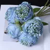 Decorative Flowers Tropical Artificial Hand Tied Flower Bouquet Simulation 5 Peonies North American European Style Branches For Vases