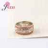 Clusterringen mode roségouden wijd verharde glanzende kristallen voor mannen/vrouwen 925 sterling zilver unieke bruiloft verlovingsliefhebbers ring