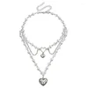 Подвесные ожерелья M2EA Имитация жемчужного ожерелья сердца