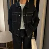 IEFB Sonbahar Trendi Erkek Denim Set Kore tarzı moda jean ceket takım elbise düz bacak gündelik kot iki parça 9C1030 240412