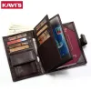 Wallets KAVIS Genuine Leather Wallet Men Passport Holder Coin Purse Magic Walet PORTFOLIO MAN Portomonee Mini Vallet Passport Cover