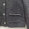 Vestes pour femmes français maje23 automne / hiver style élégant et or noir épais tweed petit vent parfumé couteau court pour femmes