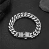 New Lightning Zircon Spring Buckle Stainless Steel Cuban Bracelet Hip Hop Titanium Jewelry Mens