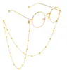 Mode kvinnor guld silver glasögon kedjor solglasögon läser pärlor glas kedja eyewears sladdhållare nackband rop1463324