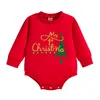 Rompers Infant Baby Girl Boy Christmas Bodysuit Long Sleeves Santa Letter Print Jumpsuit 3-18M 230811 Drop Delivery Kids Maternity C Dhbit