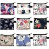 Storage Bags Floral Plaid Print Zipper Cosmetic Bag Pouch Women Kids Canvas Coin Purse Small Wallet Key Card Holder Mini Money