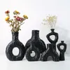 Vases Black And White Ceramic Vase Dried Flowers Living Room Flower Arrangement Hydroponic Dining Table Home Decoration Ornaments