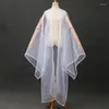 Portez de la scène chinoise Hanfu Couleur solide en tulle Cardigan à manches large manteau classique Costume de danse folklorique Performance Po Vêtements