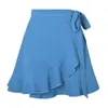 One 2024 Summer Piece Lace Up Half Style High Waist Solid Color Ruffle Edge Short Skirt For Women