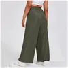 Womens Plus Size T-Shirt Elastic Waist Summer Elegant Wide Leg Pants Loose Rib Knitted Casual Straight Trousers Bot S2Pk Drop Delivery Otek4