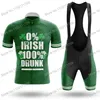 Racing Sets 2024 Mens Green Cycling Clothing Set Funny 0 Irish 100 Drunk MTB Maillot Fashion Summer Road Bike Shirts Suit Bicycle Bib Shorts