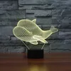 Nattlampor val 3d lampa julklapp Led Fish Light Remote Switch 7 Color Change Luminaria de Mesa Table