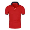 100% coton Polo Men Shirt Contraste Couleur Couleur d'été Streetwear Casual Fashion Tops 240403