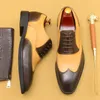 Chaussures habillées en cuir en cuir Oxfords de luxe de luxe Fashion à la main couleur mélange élégant authentique homme mariage