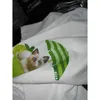 24 Spring/Summer Cool Cat Ice Cream Cup Ms Technology Cotton Drop Printed Short Sleeved T-shirt