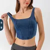 Women's Vests 2024 Ladies Denim Sports Vest U-Shaped Elastic Slimming Outer Wear Quick-Drying Fitness