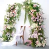 Decorative Flowers European Pastoral Style Green Pink Rose Floral Running Outdoor Wedding Background Horn Arch Decoration Flower Arrangement