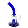 Headshop214 GB050 Blue Glass Water Bong Dab Rig Smoking Pipe About 18cm Height Bubbler Bongs 14mm Female Dome Bowl Quartz Banger Nail 2 Models