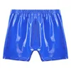 Mens Sexy Boxer Briefs Shorts Patent Leather Wet Look Latex Glossy Underwear Underpants Swimsuit Pole Dancing Rave Clubwear 240410