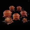 Dekorativa figurer Naturlig trähållare för Crystal Ball Display Stand Base Sphere Globe Stone Miniature Retro Home Collection Decoration