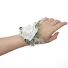 Dekorativa blommor konstgjorda blommorosor Corsages boutonnieres handled Corsage brudtärna systrar handgjorda bröllopsdansfest dekoration