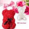 Fleurs décoratives DIY Mousse de rose artificielle 20 cm Moule blanc en forme d'ours pour le mariage Valentin Day Home Decoration