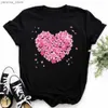 Women's T-Shirt New Finger Heart T Shirt Women Tops Korean Ulzzang Graphic Ts Women Fashion Womens T Shirts 90s Girls Black Shirt Y240420